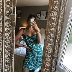 Green floral mini dress